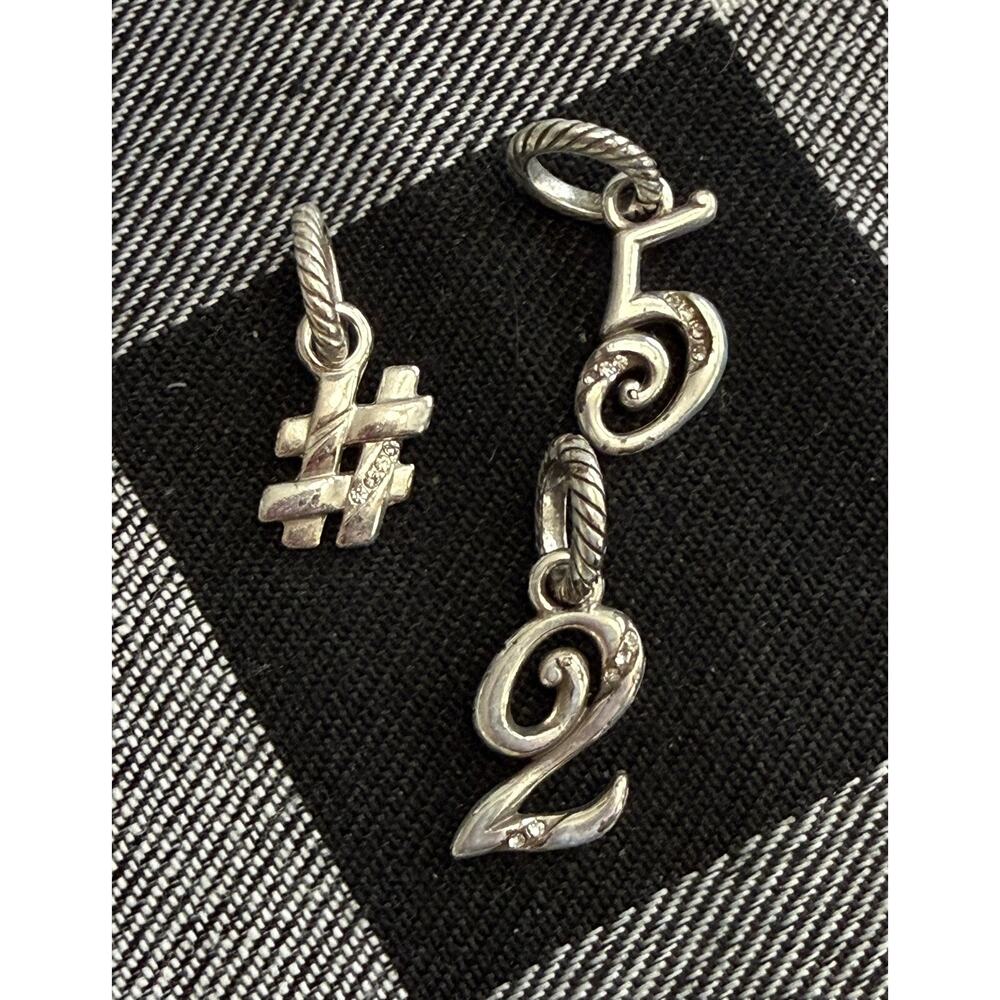 LOT Brighton Number "2" and "5” And Hashtag Silver-Plated Charms with Crystals